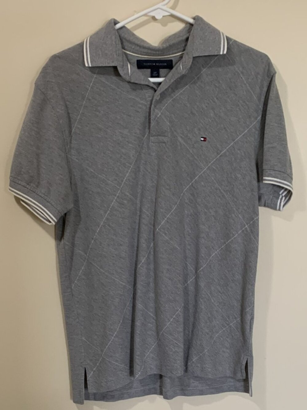 Tommy Hilfiger Polo Shirt - Mens Size Small S - Gray - Short Sleeve - Logo